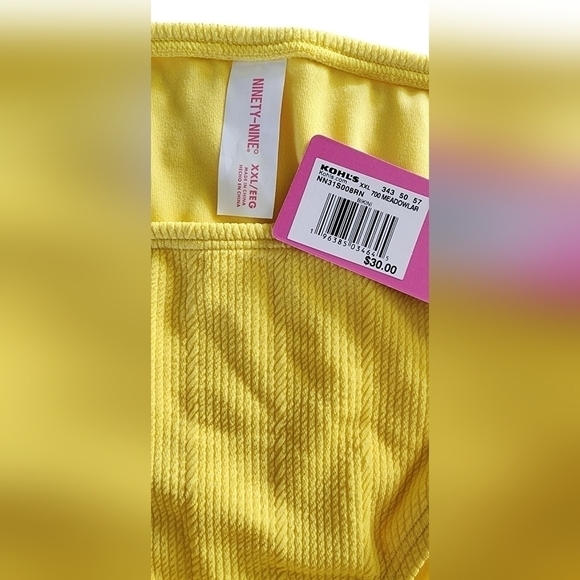 $30 Juniors' Ninety-Nine° Bikini Swim Bottoms Size XXL 19 Meadow Lark Yellow NWT - Picture 4 of 6